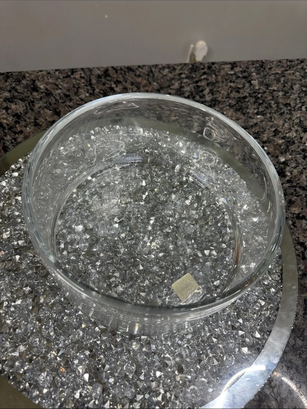 Crate&Barrel Addison Clear Crystal Glass Bowl with Faceted Base EUC